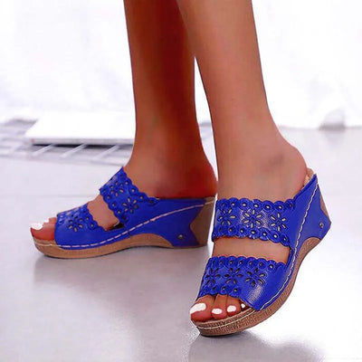 Heidi Sommersandalen mit Keilabsatz und Fischmaul-Design