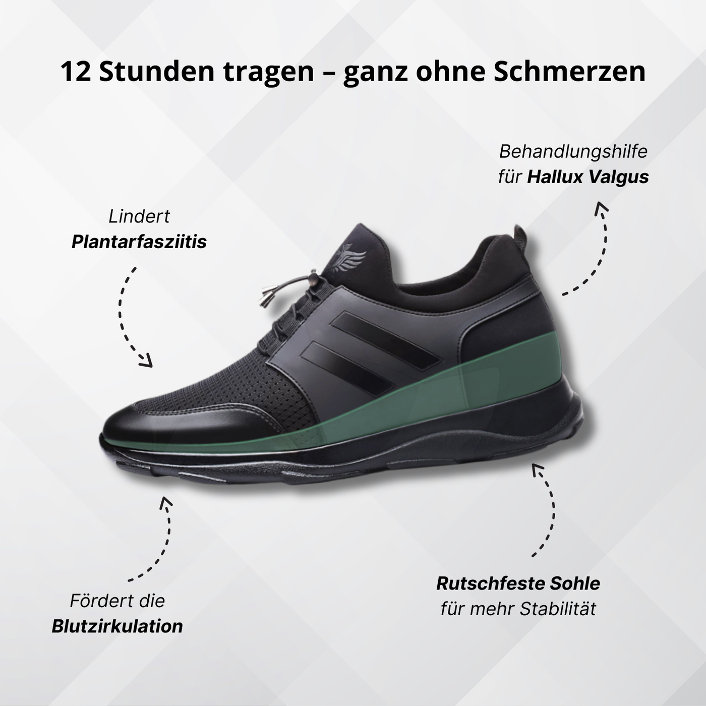 Alcantro Nero – Eleganter orthopädischer Herren-Sneaker