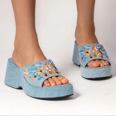 Heidi - Denim-Sandalen Mit Dicker Sohle