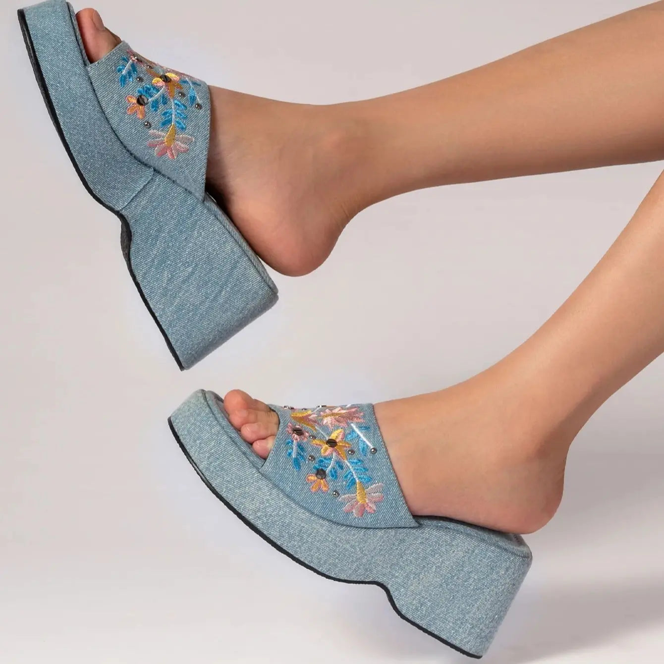 Heidi - Denim-Sandalen Mit Dicker Sohle